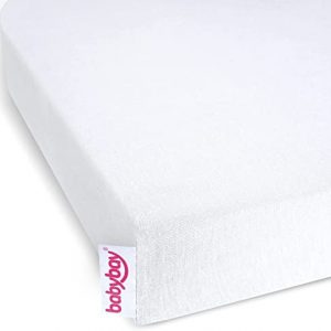 babybay Jersey Spannbetttuch Deluxe mit Membran passend für die Modelle Maxi, Midi, Boxspring, Comfort und Comfort Plus, weiß, 89 x 50 cm (Einzelpack)