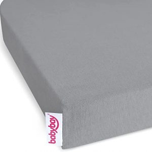 babybay Jersey Spannbetttuch Deluxe passend für die Modell Verlängerungsseite Original, Maxi, Midi und Boxspring, grau, 89 x 65 cm (1er Pack)