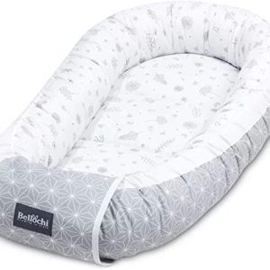 Bellochi Babynest Babynestchen Neugeborene - 100% Baumwolle - ÖKO-TEX Zertifiziert - Baby Kuschelnest - 90x60x12cm - Star Copse