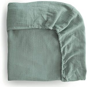 mushie Extra weiches Musselin-Spannbetttuch für Kinderbett, atmungsaktiv, 100 % Baumwolle, elastische Ecken, vorgewaschen, 71 cm x 132 cm…