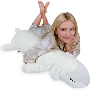 Piniquo Seitenschläferkissen für Kinder, Komfortkissen Kinder, Stillkissen [Kissen Flauschig] Kuscheltier Schaf, Kissen für Kinder 110cm Kawaii...