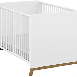 Rauch Möbel Carlsson mitwachsendes Babybett in Weiß, Füße Eiche Massiv, Liegefläche 70x140 cm, inkl. 3-fach höhenverstellbarer Lattenrost,...