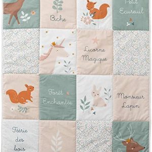 Vertbaudet Krabbeldecke Zauberwald, 100 x 120 cm, Rosa / mehrfarbig.