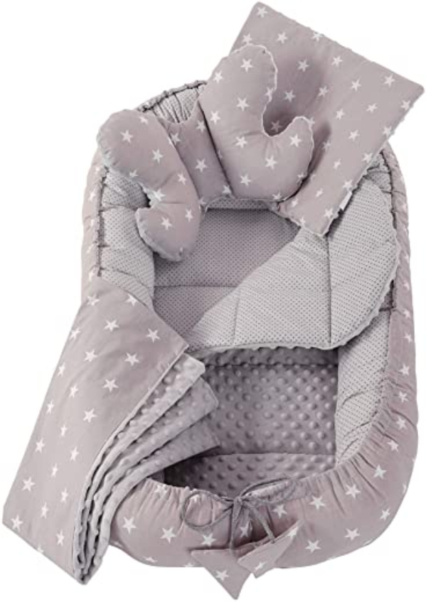 5 teilig Babynestchen Set Babynest 90×50 herausnehmbarer Einsatz Bett Kuschelnest Krabbeldecke Medi Partners für Babys Neugeborene 100% Baumwolle…