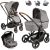 ABC Design Kinderwagen Set 3in1 Catania 4 mit Babyschale, Wanne und Sportwagen – Kombikinderwagen mit viel Zubehör – Circle Edition Grau