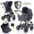 ABC Design Kombi-Kinderwagen »Condor 4 Air – Diamond Edition – Asphalt«, (9-tlg), 3in1 Kinderwagen-Set – inkl. Babywanne, Babyschale & Zubehörpaket