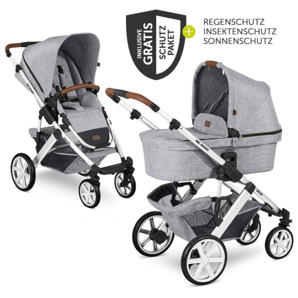 ABC Design Kombi-Kinderwagen »Salsa 4 – Graphite Grey«, (7-tlg), 2in1 Kinderwagen Buggy Set inkl. Babywanne, Sportsitz, Regenschutz & Zubehör