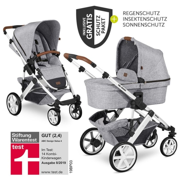 ABC Design Kombi-Kinderwagen »Salsa 4 – Graphite Grey«, (7-tlg), inkl. Babywanne, Sportsitz & XXL Zubehörpaket