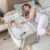 AD0VEL Babybett, Beistellbett Baby und Freistehendes Kinderbett, 2 in 1 Baby Bett mit Rollen, Matratze, Musik und Spielzeug für Boxspringbett