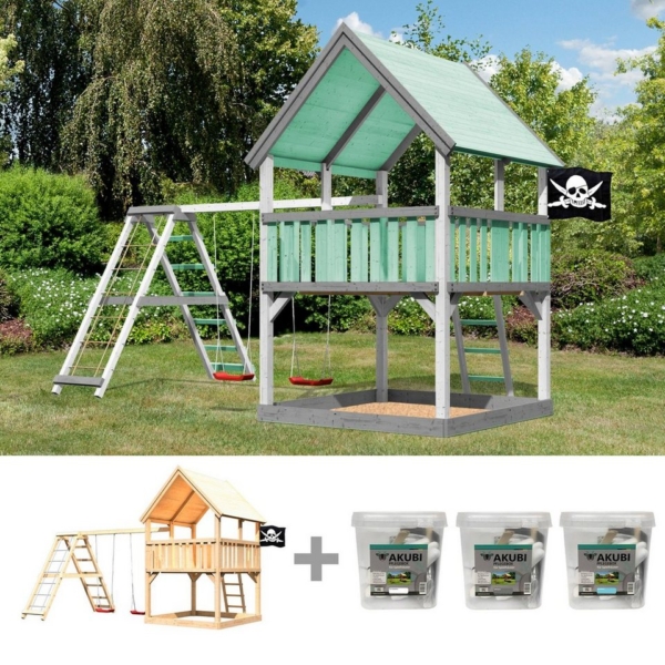 AKUBI Spielturm »Piratenfestung Luis«, BxTxH: 525x264x345 cm, inkl. Farbe