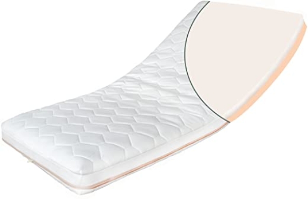 ALCUBE Kindermatratze – Babymatratze Flexy aus Latex und Kaltschaum/Gemütliche Matratze für Babybett oder Kinderbett OPTIONAL mit Trittkante (Weiß…