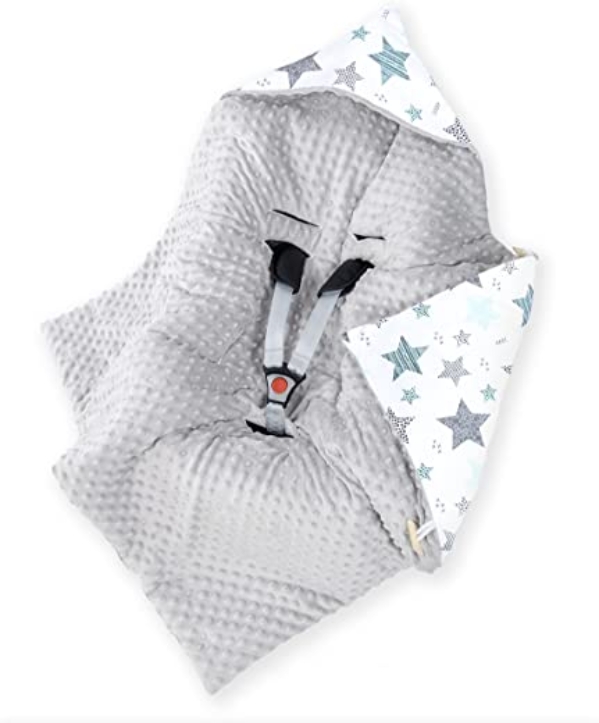Amilian Baby Einschlagdecke, Decke, Babydecke, Fußsäck, Kuscheldecke mit Kapuze, universal für Babyschale, Autositz, Buggy Kinderwagen ca. 90×90…