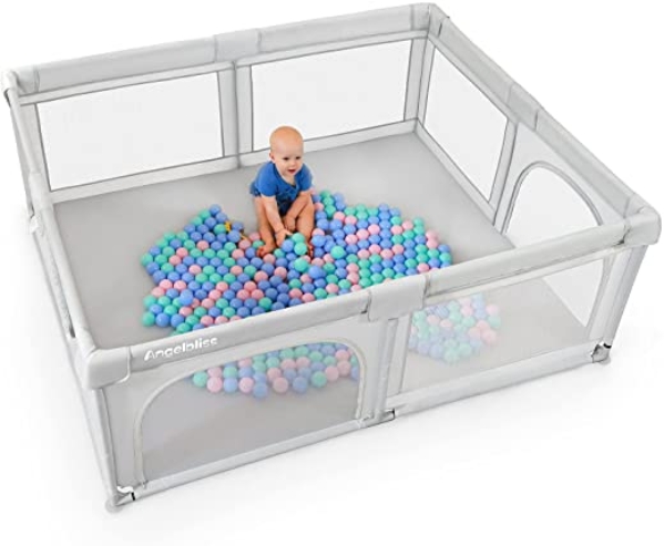ANGELBLISS laufstall baby, baby laufgitter, Aktivitätszentrum für Kinder im Innen- und Außenbereich mit Rutschfester Basis, Stabiler Schutzgitter…