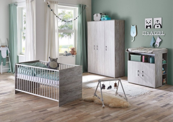 arthur berndt Babyzimmer-Komplettset »Isabella«, (Set, 4-St), Made in Germany; mit Kinderbett, Regal, Schrank und Wickelkommode
