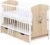 Baby Delux Babybett Kinderbett 120×60 Sonoma Weiß mit Teddy Wippe Motiv inkl. Schublade und Matratze