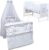 Baby Delux Babybett Komplett Set Kinderbett Mia weiß 120×60 Bettset Matratze in vielen Designs Bear Family