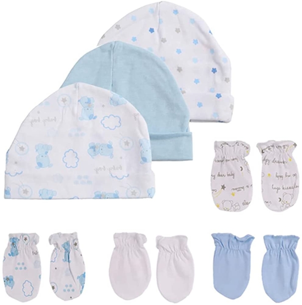 Baby-Mütze und Fäustlinge, Set für Neugeborene, 5 Mützen und 5 Paar Fäustlinge, für Babys, Jungen und Mädchen, 0–6 Monate, 100 % Baumwolle