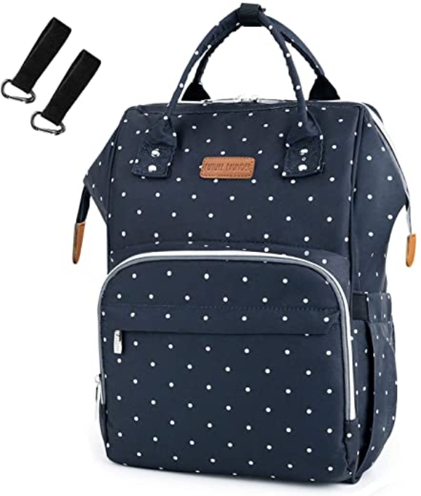 Baby Wickelrucksack Wickeltasche Multifunktional Mama Rucksack Wasserdicht Segeltuch Stoffe Kein Formaldehyd mit 2 Kinderwagen-haken(Welle Blau) 