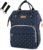 Baby Wickelrucksack Wickeltasche Multifunktional Mama Rucksack Wasserdicht Segeltuch Stoffe Kein Formaldehyd mit 2 Kinderwagen-haken(Welle Blau) 