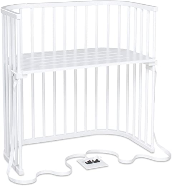 babybay Boxspring Beistellbett aus massivem Buchenholz I Kinderbett Höhe stufenlos verstellbar & umweltfreundlich I mitwachsendes Babybett, weiß…