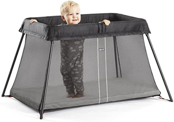 BABYBJÖRN Reisebett Light mit Spannbetttuch für Reisebett Light, Schwarz