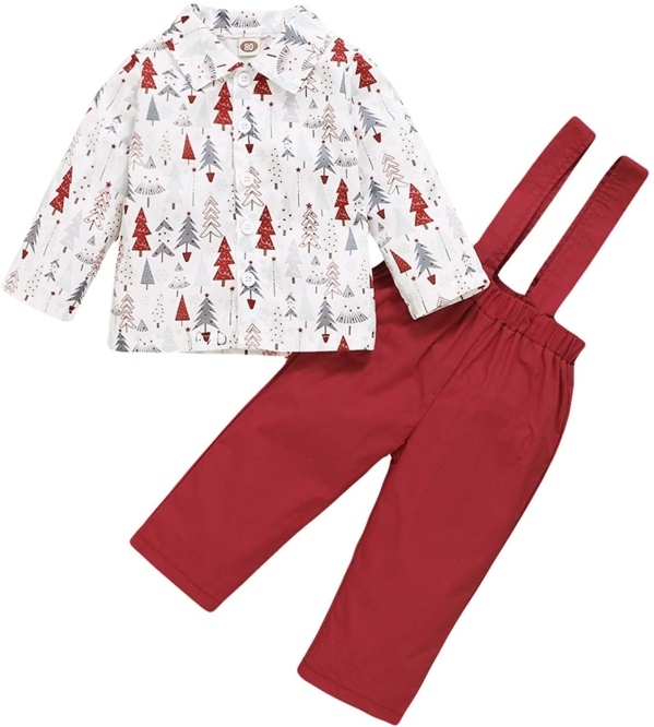 Babykleidung Baby Weihnachten Kleidung Set Overall Baumwolle Langarm Top+Hose Bekleidungssets Babykleidung Party Herbst Winter Schlafanzug Kleidung…