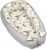 Babynest Kokon Neugeborene 90 x 50 cm – Handmade Kuschelnest Baby Nestchen aus Baumwolle mit Oeko-Tex Zertifikat Wilde Rose – Graue Baumwolle