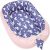 Babynest Kokon Neugeborene 90x50cm – Handmade Kuschelnest Baby Nestchen aus Baumwolle mit Oeko-Tex Zertifikat Eulen und Hasen auf Dunkelblau und Rosa