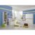 Babyzimmer Kimba in Weiß und Eiche Sägerau mit Kleiderschrank, Kinderbett Babybett mit Lattenrost und Umbauseiten, Wickelkommode und Regalen -…