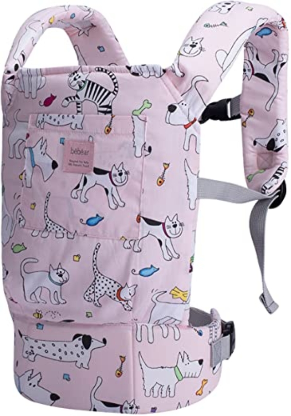 Bebamour Puppenträger, 100% Baumwolle, Wiedergeboren Puppenträger Schlinge (Pink Dog)