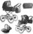 Bebebi Loving | 3 in 1 Kombi Kinderwagen Komplettset | Nostalgie Kinderwagen | Farbe: Grey Tender