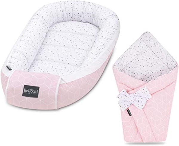 Bellochi Set 2in1 Babynest und Einschlagdecke – Baby Erstausstattung Babynestchen Babyhörnchen – 100% Baumwolle – ÖKO-TEX Zertifiziert – Aurora