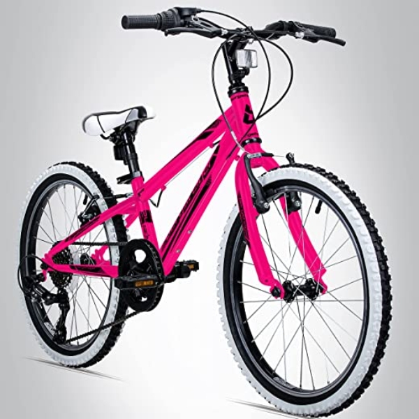 Bergsteiger Kansas 20, 24 Zoll Kinderfahrrad, geeignet für 6, 7, 8, 9, 10, 11 Jahre, Shimano 6 Gang-Schaltung, Mountainbike mit Weißwandbereifung,…
