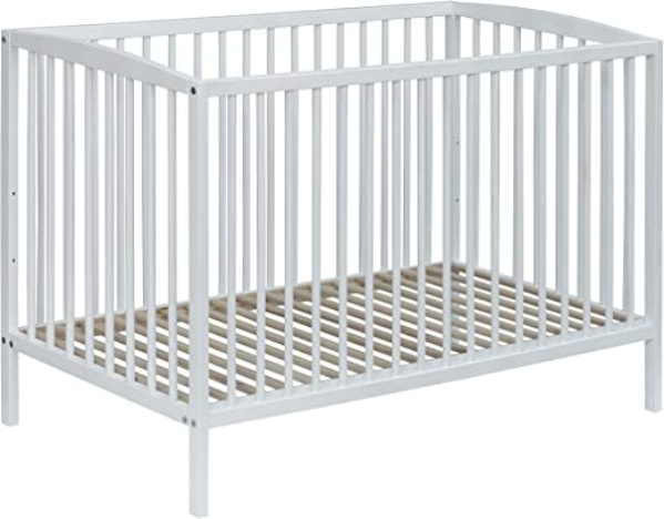 Best For Kids Gitterbett One höhenverstellbar in weiß Babybett 60×120 cm mit Lattenrost (Weiß)