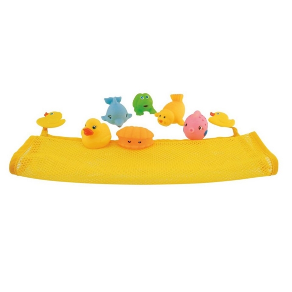 BIECO Badespielzeug »Bieco Badespielzeug Baby 7er Set inkl. Netz Wasserspielzeug Badewanne Badewannenspielzeug ab 1 Jahr Buntes Tiere Spielzeug…