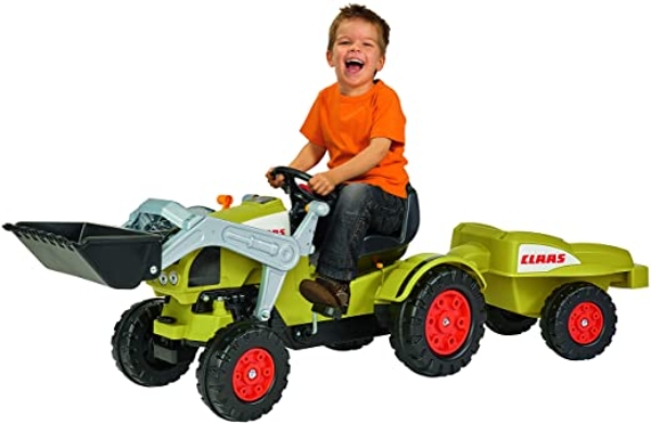BIG – Claas Celtis Loader mit Anhänger – Kindertrettraktoren, Spielfahrzeug mit Präzisionskettenantrieb, 3-fach verstellbarer Sitz, bis 50 kg,…