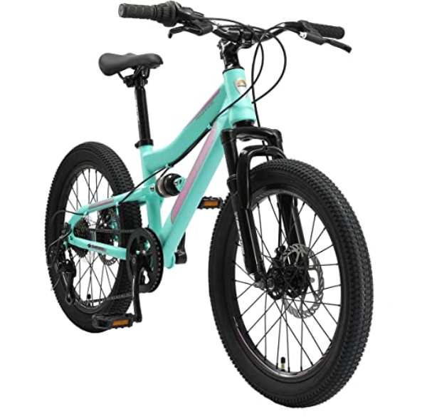 BIKESTAR Kinder Fahrrad Fully Mountainbike 7 Gang Shimano, Scheibenbremse ab 6 Jahre | 20 Zoll Kinderrad MTB | RISIKOFREI TESTEN