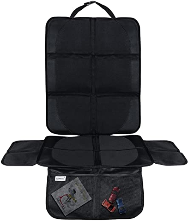 CAMOTO | rutschfeste Kindersitzunterlage – ISOFIX kompatibel – Wasserabweisend – Autositzschutz Kindersitz – Universal – 600D PVC – Netztaschen