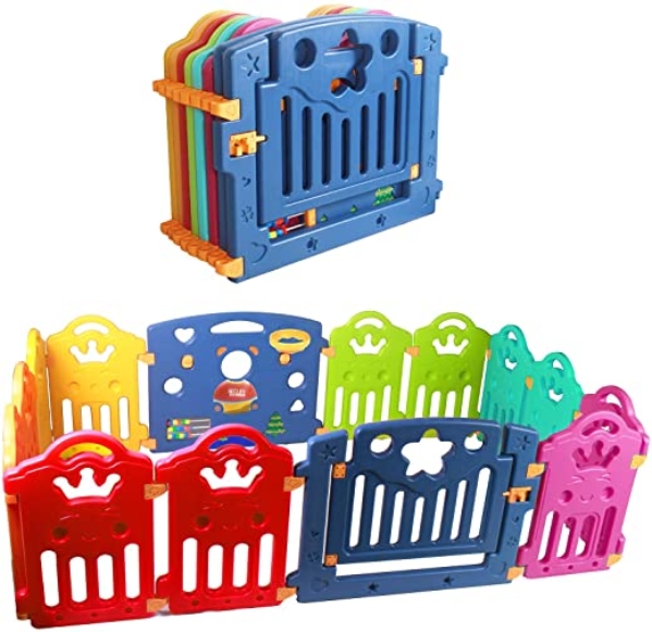 CCLIFE Laufgitter Laufstall Baby Absperrgitter Groß 14 16 18 Paneele Krabbelgitter kunststoff Schutzgitter Babyzaun nicht klappbar