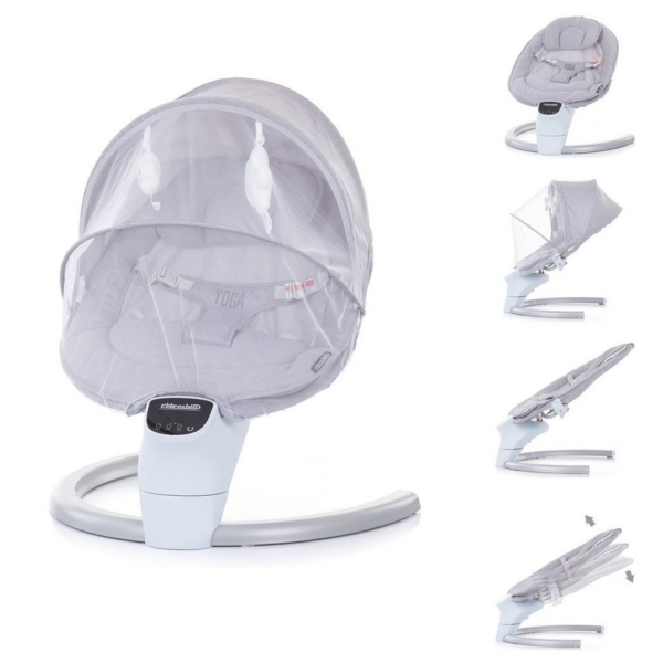 Chipolino Babywippe »elektrische Babywippe Yoga«, Musik, Timer, Moskitonetz, Sonnendach
