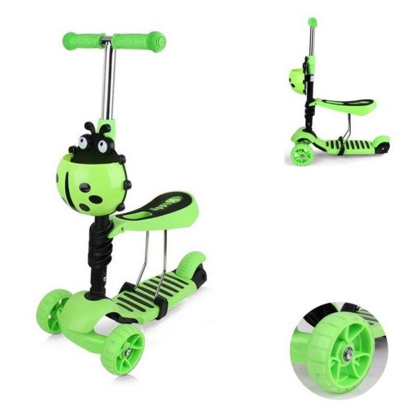 Chipolino Cityroller »Kinderroller, Rutscher Kiddy 2 in 1«, Höhe einstellbar 3 Räder mit Licht