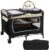 COSTWAY 4 in 1 klappbares Reisebett & Wickeltisch & Laufstall & Babykorb, 2 Ebenen Babybett inkl. Wickelauflage, Spieluhr, Spielzeug, Seitentasche…