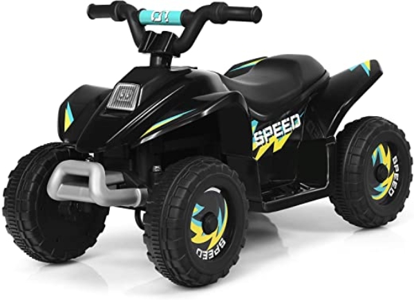 COSTWAY 6V Elektro Kinderquad 2,8-4,6 km/h, Mini Elektroquad, Kinderauto, Kindermotorrad, Kinder Quad, Elektroauto für Kinder ab 3 Jahren (Schwarz)