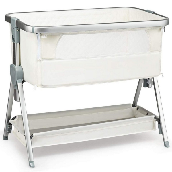 COSTWAY Beistellbett »Babybett Kinderbett Reisebett«, höhenverstellbar, klappbar, rollbar, inkl. herausnehmbarer Matratze, Befestigungsgurt, mit…