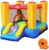 COSTWAY Hüpfburg + Gebläse Kombination mit Rutsche, Springburg Hüpfschloss Aufblasbares Trampolin Spielburg Outdoor Bouncer Luftgebläse inkl….