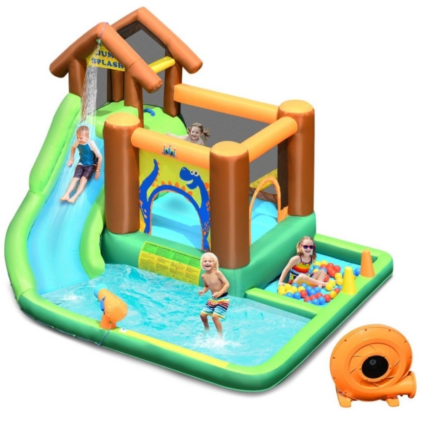 COSTWAY Hüpfburg »Wasserrutsche, Wasserpark«, mit Gebläse, 368x303x230cm