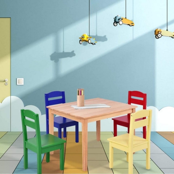 COSTWAY Kindersitzgruppe »Kindertischgruppe Kindertisch«, (5-tlg)