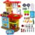 deAO Kinder-Küchenspielset “My Little Chef”(“Mein kleiner Koch”) mit 30-teiligem Zubehör in den Farben Rot oder Pink erhältlich