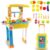 deAO SC-KB 2-in-1 Tragbares ‚My Little Chef‘ Küchenset Koffer Spielset mit Sound, Licht und Zubehör enthalten (gelb), 3-5 Jahre
