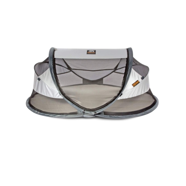 DERYAN Travel Cot Reisebett – Baby Luxe – Silver – Reiszelt – Für Babys – Leicht, kompakt, faltbar – Pop up Babyzelt – Inkl. Tragetasche und…